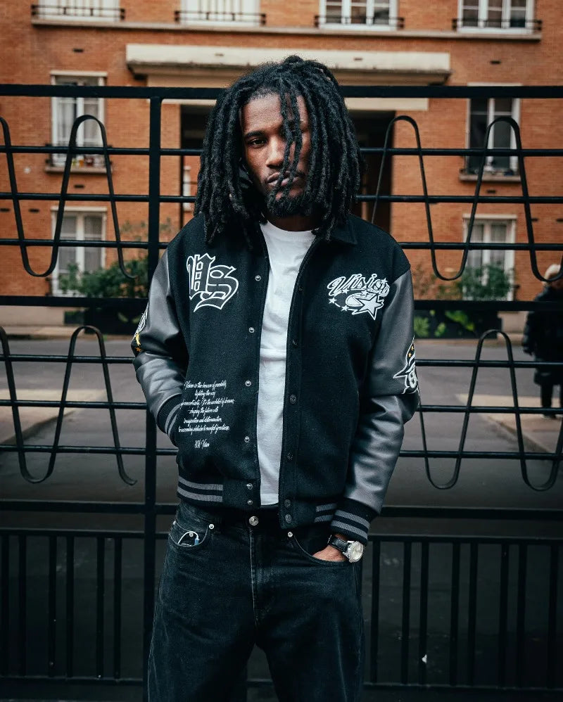 High street rock logo embroidered design creative cartoon pattern fashionable men loose jacket Y2K retro Gothic punk casual coat