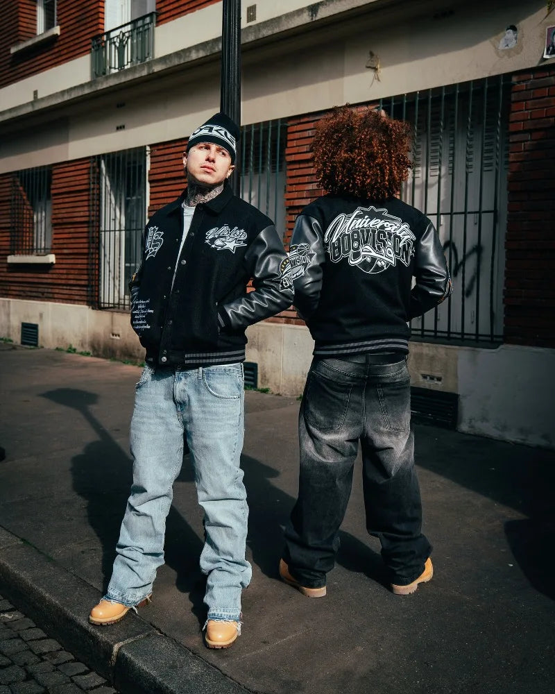 High street rock logo embroidered design creative cartoon pattern fashionable men loose jacket Y2K retro Gothic punk casual coat