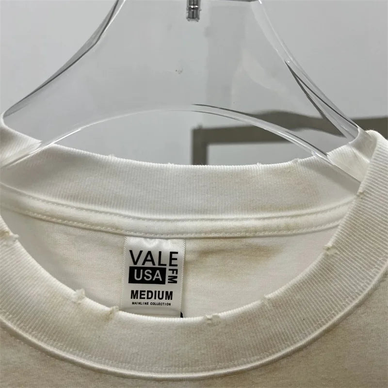 Hot Drill Letter VALLEY American Retro T-Shirts - Above Earth