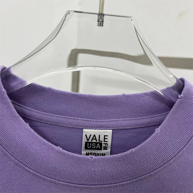 Hot Drill Letter VALLEY American Retro T-Shirts - Above Earth