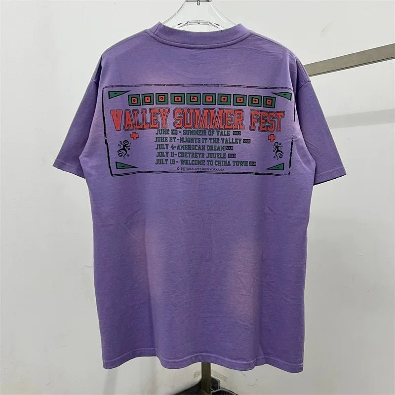 Hot Drill Letter VALLEY American Retro T-Shirts - Above Earth