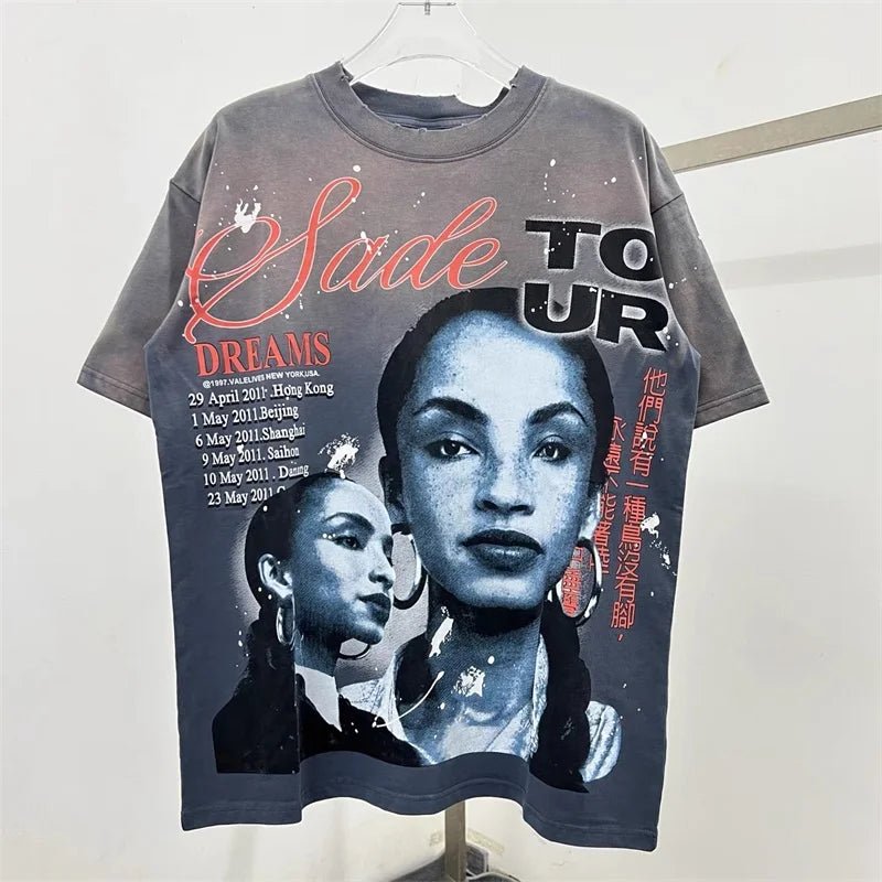 Hot Drill Letter VALLEY American Retro T-Shirts - Above Earth