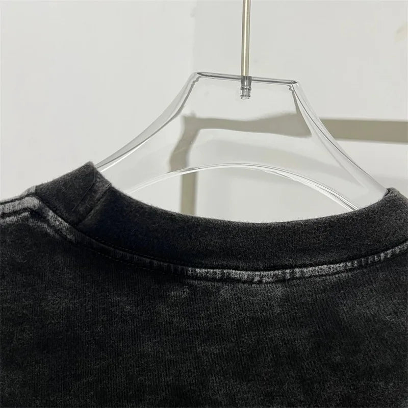 Hot Drill Letter VALLEY American Retro T-Shirts - Above Earth