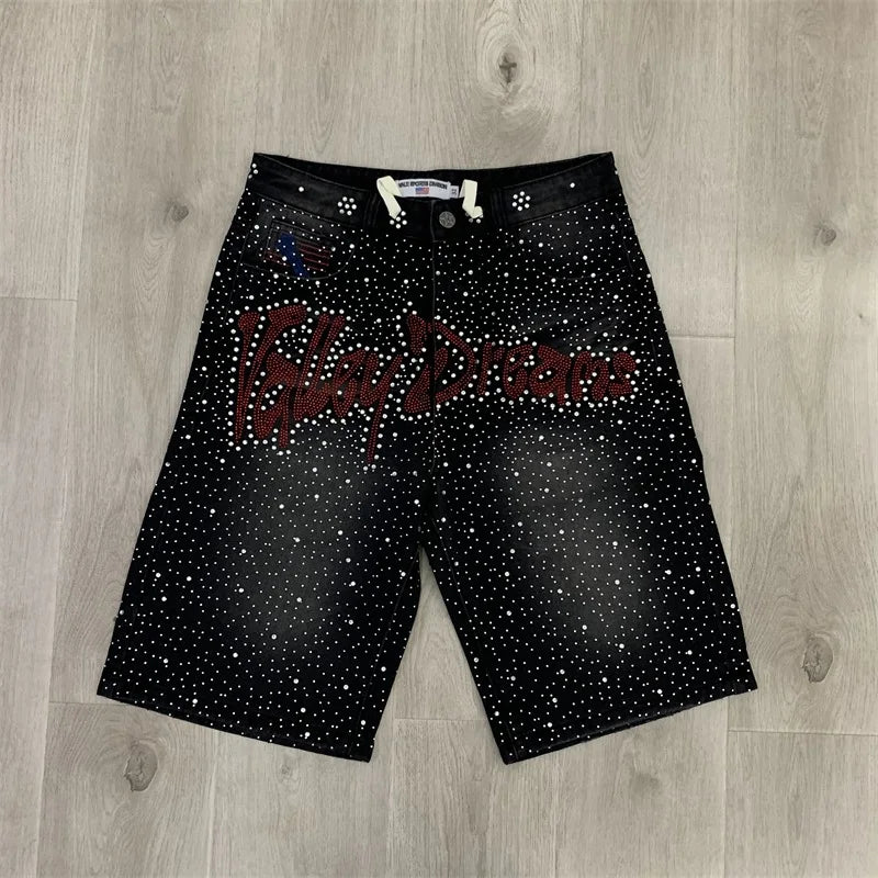 Hot Drill Ripped Washed Black Vale Jeans shorts - Above Earth