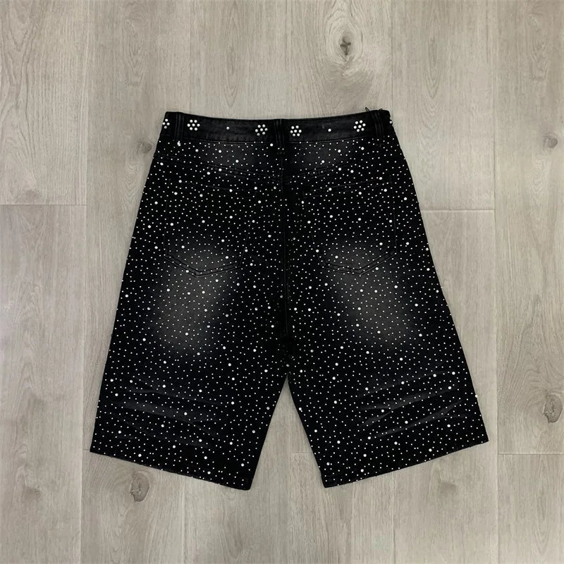 Hot Drill Ripped Washed Black Vale Jeans shorts - Above Earth