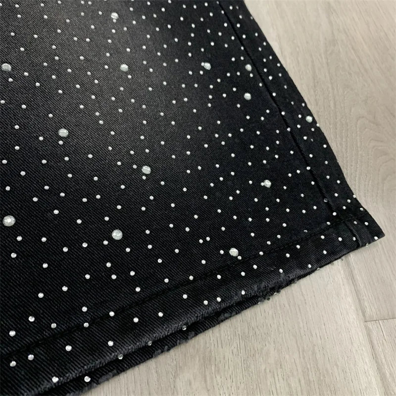 Hot Drill Ripped Washed Black Vale Jeans shorts - Above Earth