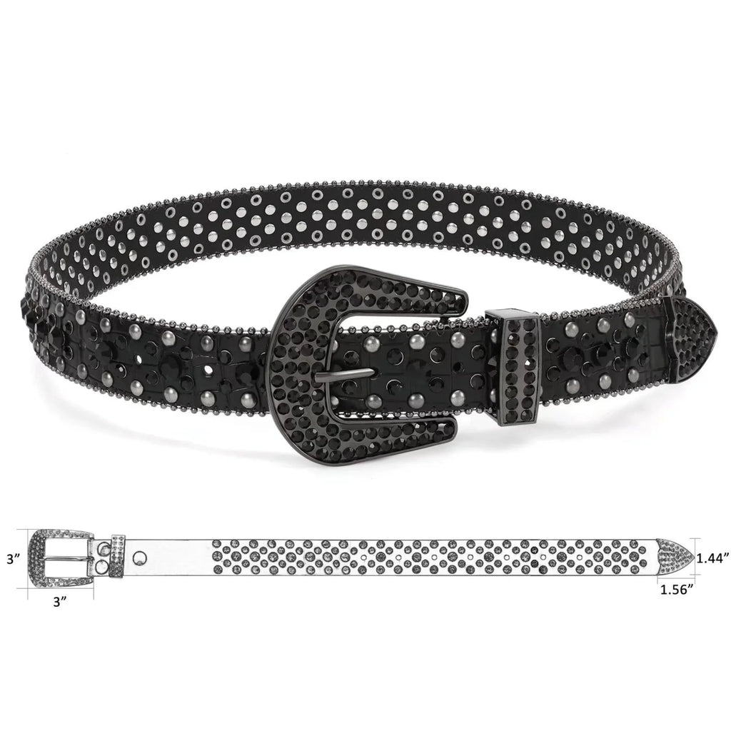 Leather Cowgirl Cowboy BB Waist ￼ Diamond Belt - Above Earth