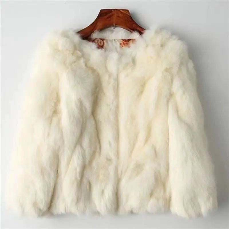 Womens Elegant Lavender Fluffy Faux Fox Fur Jacket - Above Earth
