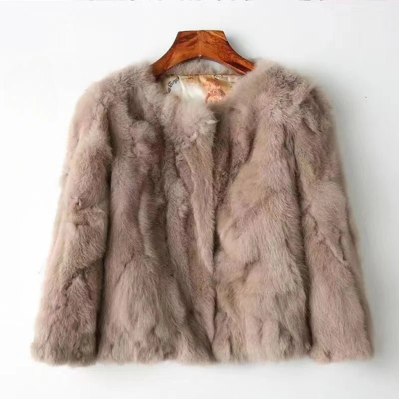 Womens Elegant Lavender Fluffy Faux Fox Fur Jacket - Above Earth