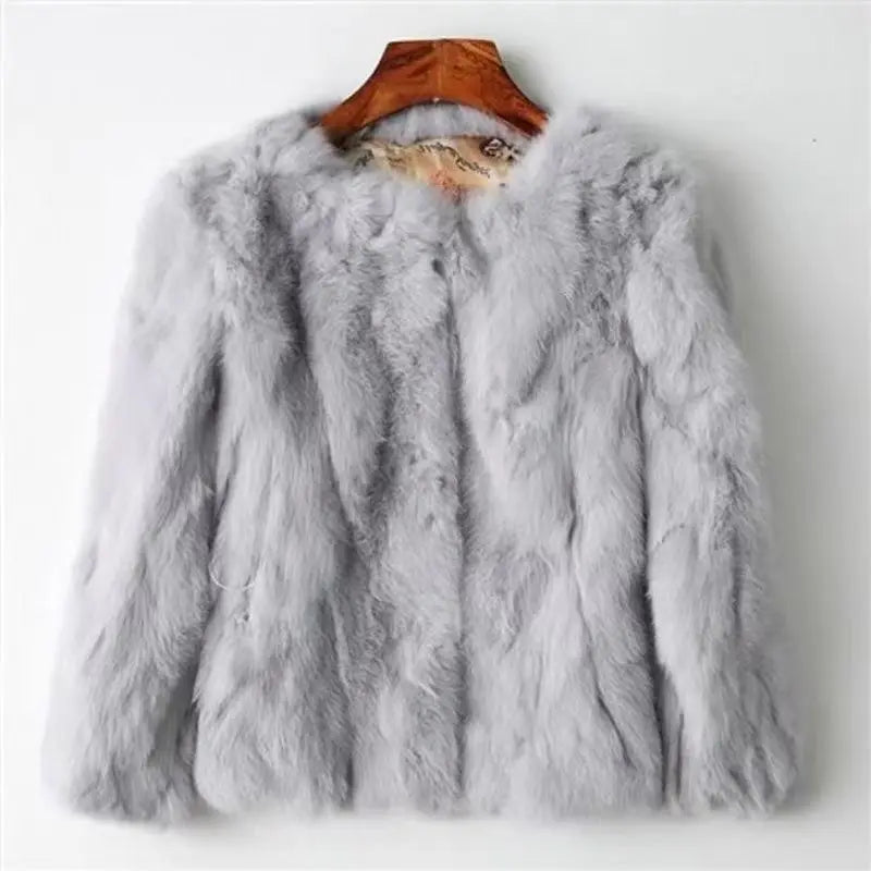 Womens Elegant Lavender Fluffy Faux Fox Fur Jacket - Above Earth
