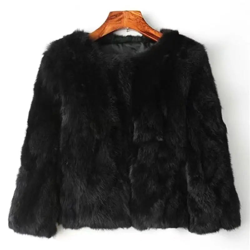 Womens Elegant Lavender Fluffy Faux Fox Fur Jacket - Above Earth