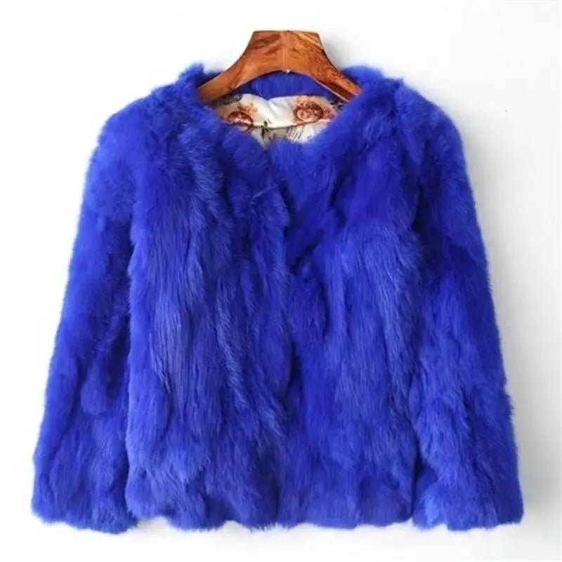Womens Elegant Lavender Fluffy Faux Fox Fur Jacket - Above Earth