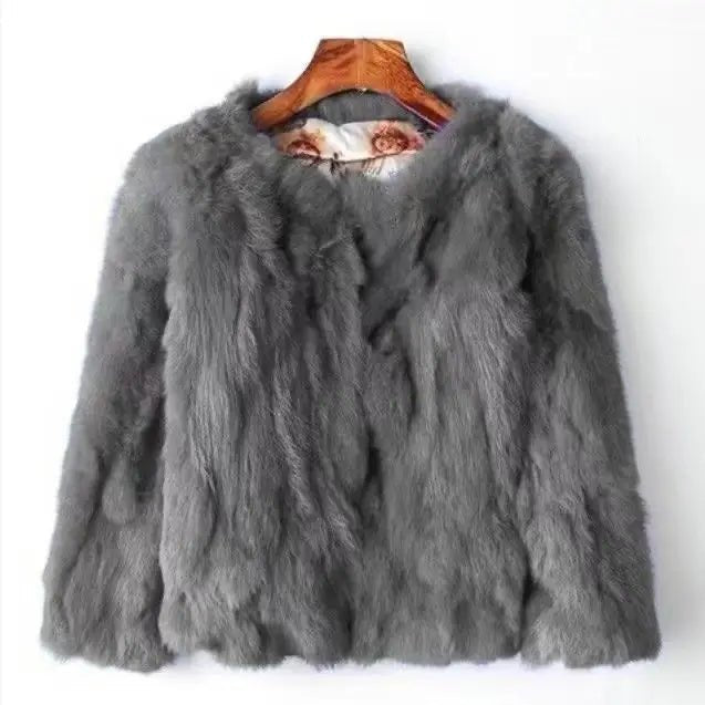 Womens Elegant Lavender Fluffy Faux Fox Fur Jacket - Above Earth